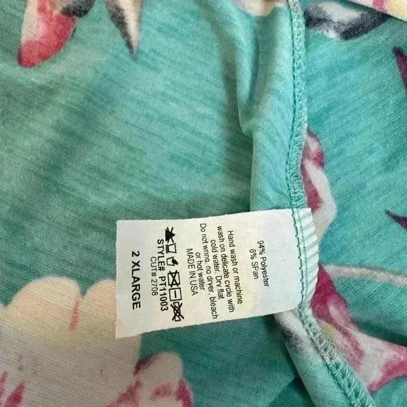 NWT! Be Stage Green with Floral Design Summer Top with Open Cross Back (2X) - Picture 11 of 11